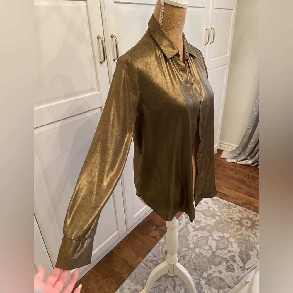 Gold Lame Zara Blouse sz M